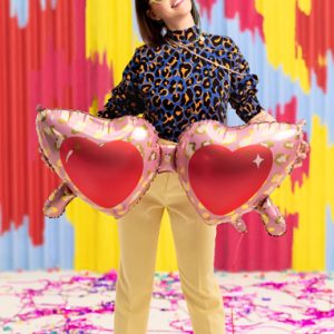 Foil balloon Heart glasses, 115,5x52 cm, mix