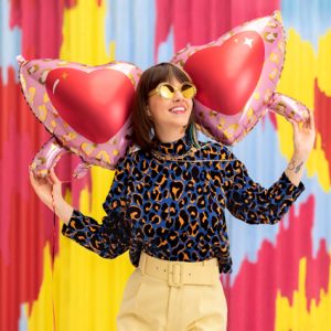 Foil balloon Heart glasses, 115,5x52 cm, mix