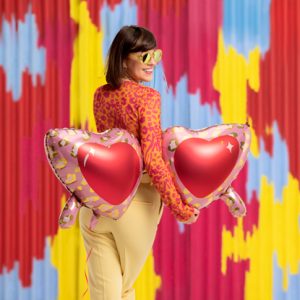 Foil balloon Heart glasses, 115,5x52 cm, mix