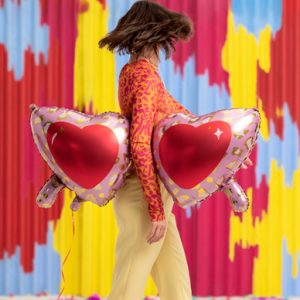 Foil balloon Heart glasses, 115,5x52 cm, mix