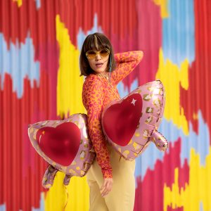 Foil balloon Heart glasses, 115,5x52 cm, mix