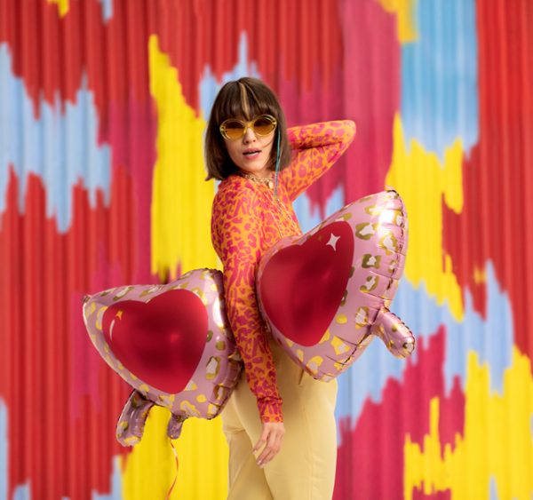 Foil balloon Heart glasses, 115,5x52 cm, mix