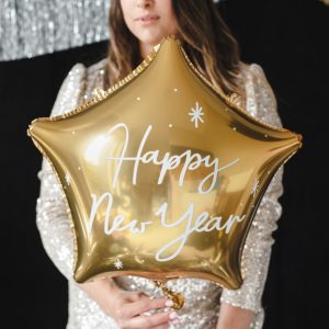 Foil balloon Star Happy New Year, 47x50 cm, gold