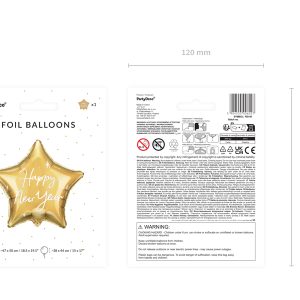 Foil balloon Star Happy New Year, 47x50 cm, gold