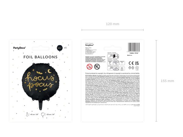 Foil balloon Hocus Pocus, 45 cm, black