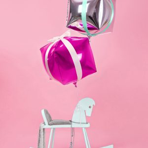 Foil Balloon Cubic, 35x35x35cm, dark pink