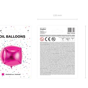 Foil Balloon Cubic, 35x35x35cm, dark pink