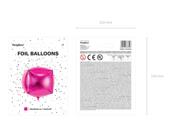 Foil Balloon Cubic, 35x35x35cm, dark pink