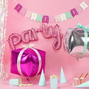 Foil Balloon Cubic, 35x35x35cm, dark pink
