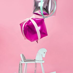 Foil Balloon Cubic, 35x35x35cm, dark pink