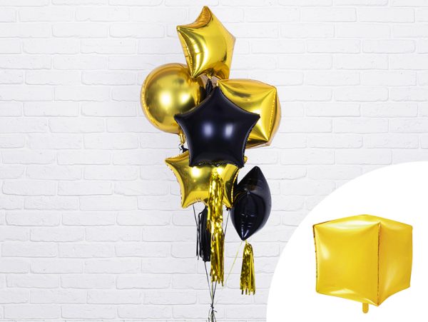 Foil Balloon Cubic, 35x35x35cm, gold