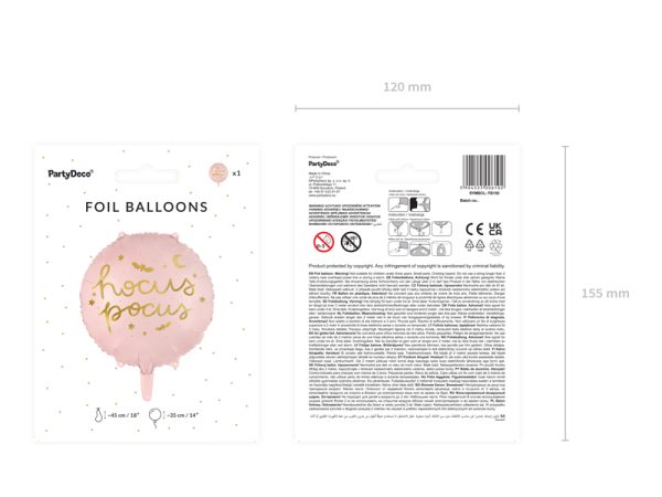 Foil balloon Hocus Pocus, 45 cm, pink