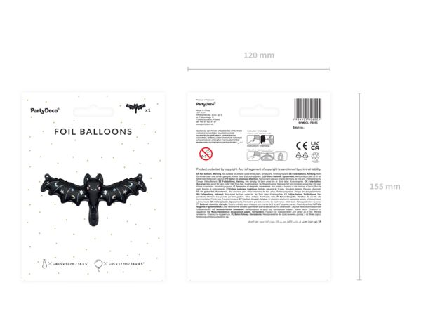 Foil balloon Bat, 40,5x13 cm, mix