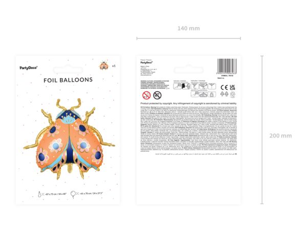 Foil balloon Ladybug, 87x75 cm, mix