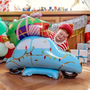 Standing foil balloon Christmas Car, 102x100 cm, mix