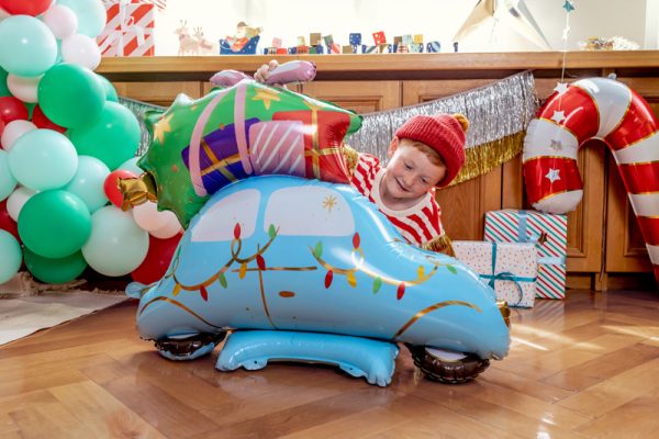 Standing foil balloon Christmas Car, 102x100 cm, mix