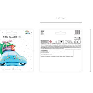 Standing foil balloon Christmas Car, 102x100 cm, mix