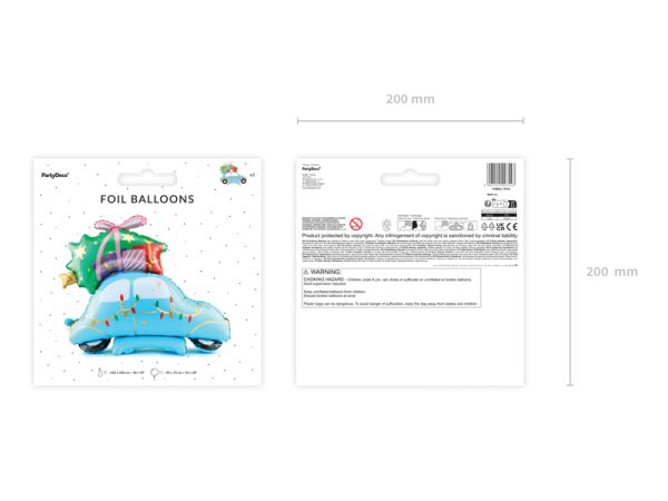 Standing foil balloon Christmas Car, 102x100 cm, mix