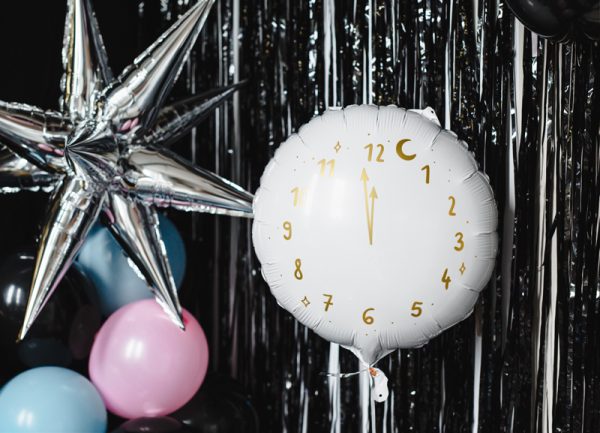 Foil balloon Clock, 45 cm, white