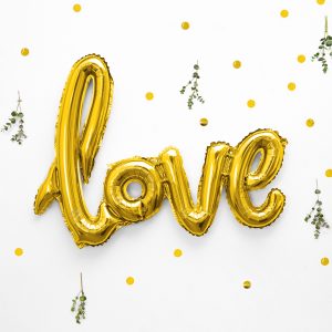 Foil Balloon Love, gold, 73x59cm