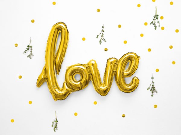 Foil Balloon Love, gold, 73x59cm