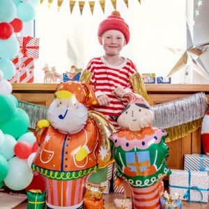 Standing foil balloon Santa, 63x106 cm, mix