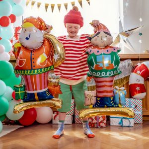 Standing foil balloon Santa, 63x106 cm, mix