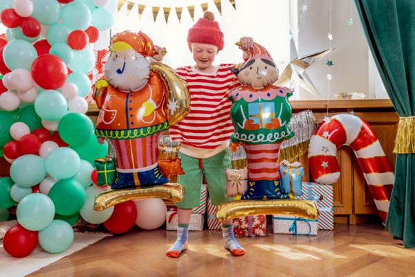 Standing foil balloon Santa, 63x106 cm, mix