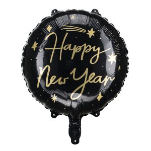 Foil balloon Happy New Year, 45 cm, black
