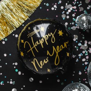Foil balloon Happy New Year, 45 cm, black