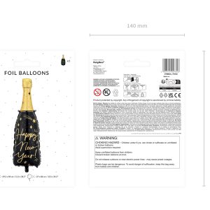 Foil balloon Bottle Happy New Year, 39,5x98 cm, mix