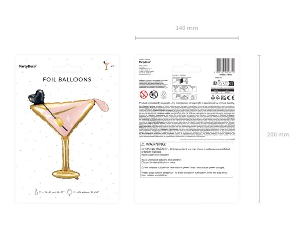 Foil balllon Glass, 126x93 cm, mix