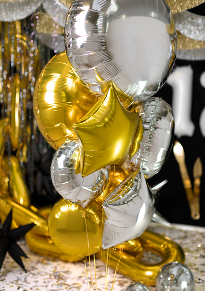 Round foil balloon, 45 cm, silver