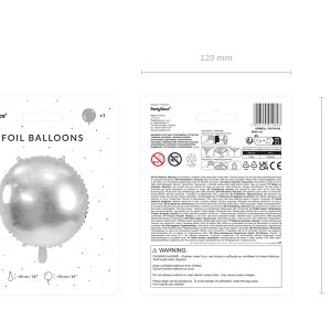 Round foil balloon, 45 cm, silver