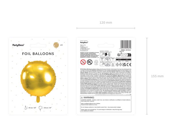 Round foil balloon, 45 cm, gold