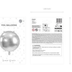 Round foil balloon, 59 cm, silver