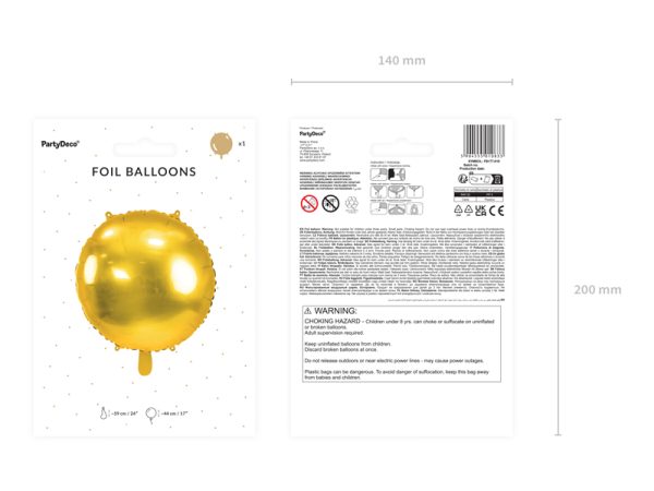 Round foil balloon, 59 cm, gold