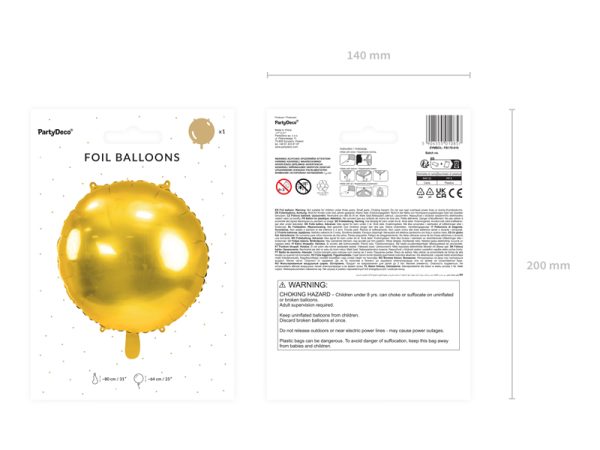 Round foil balloon, 80 cm, gold