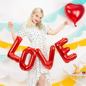Foil Balloon Love, 140x35cm, red
