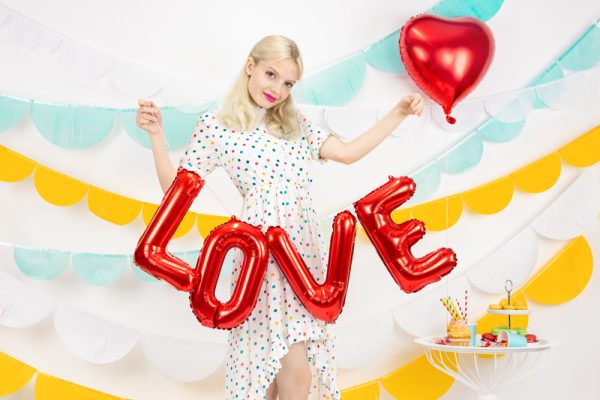 Foil Balloon Love, 140x35cm, red