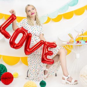 Foil Balloon Love, 140x35cm, red