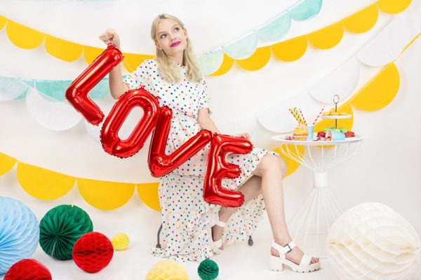 Foil Balloon Love, 140x35cm, red