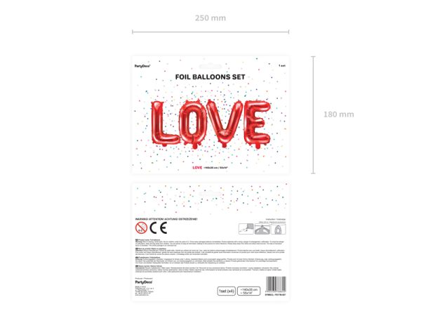 Foil Balloon Love, 140x35cm, red