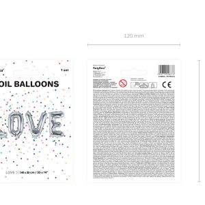 Foil Balloon Love, 140x35cm, silver