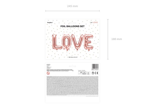 Foil Balloon Love, 140x35cm, rose gold