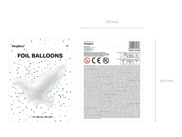 Foil Balloon Dove, white, 77x66cm