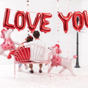 Foil balloon I Love You, 260x40 cm, red