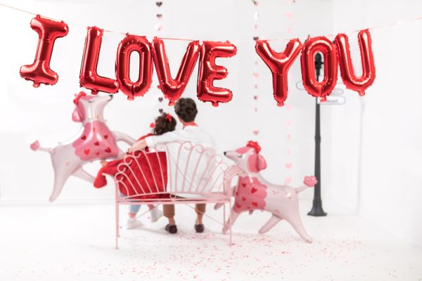 Foil balloon I Love You, 260x40 cm, red