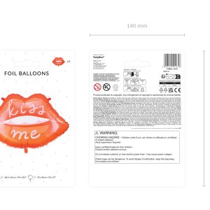 Foil balloon Lips, 86.5x65 cm, mix