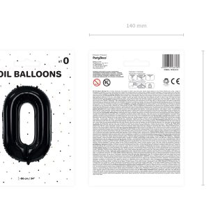 Foil Balloon Number ''0'', 86cm, black